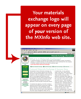 Your materials exchange logo will appear on every page of your version of the MXInfo web site.